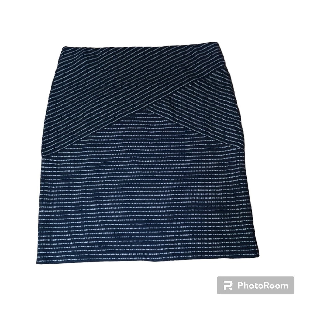J Jill Skirt Women Medium Navy Striped Mini Knit Pull On Stretch Casual Everyday
